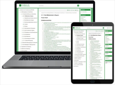 Startseite des Handbuchs der Schulberatung auf Laptopbildschirm und Tablet
